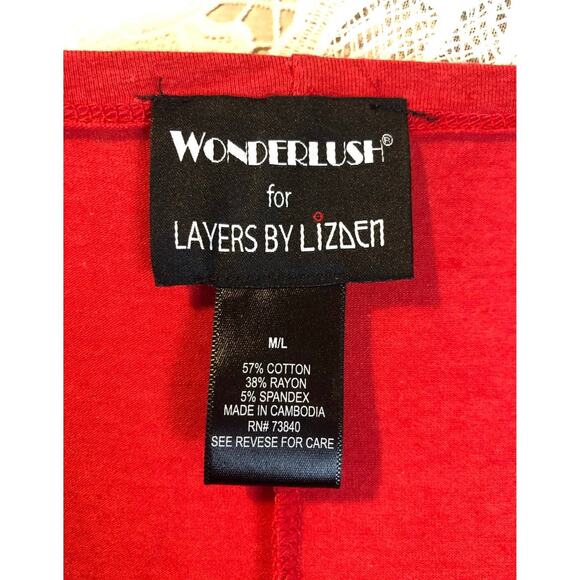 WONDERLUSH Layers by Lizden Knit Jersey Cocoon Cardigan red size medium to large - Picture 10 of 10